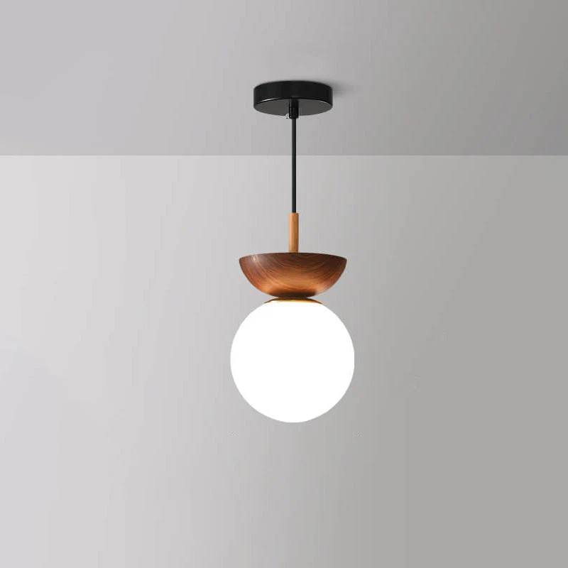 Elegant Wood-Accent Glass Ceiling Light Fixture