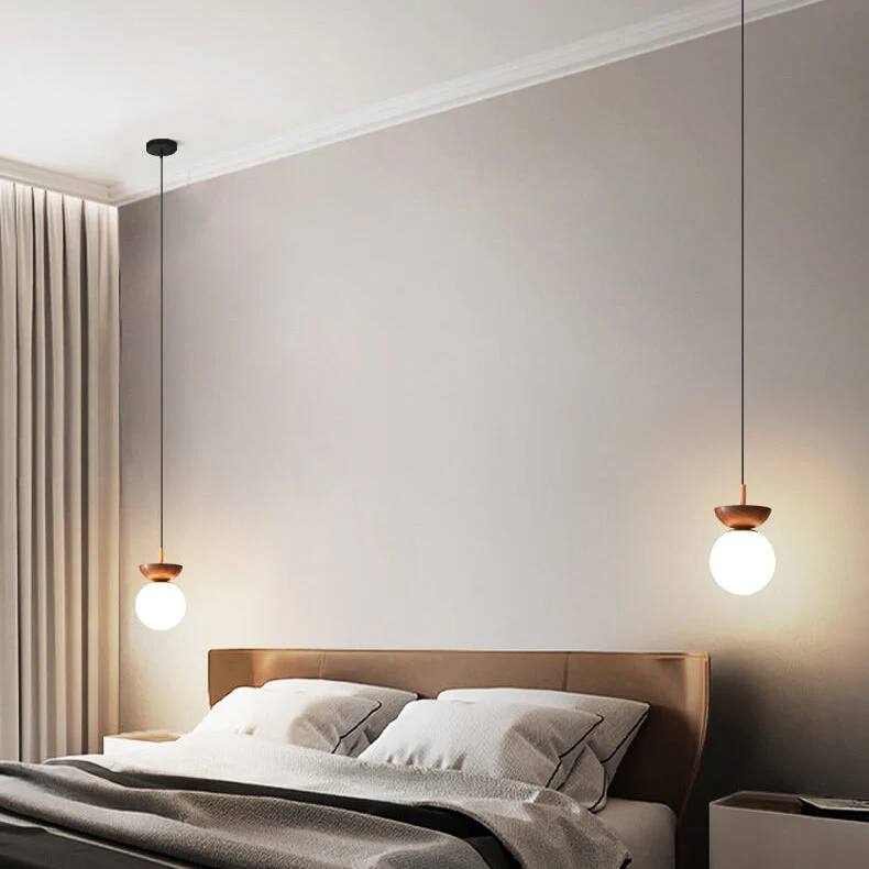 Elegant Wood-Accent Glass Ceiling Light Fixture