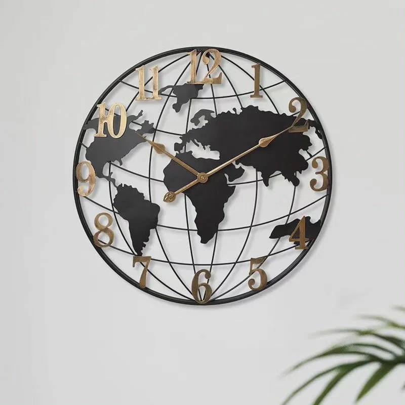 24-Inch Elegant World Map Wall Clock for Home Décor