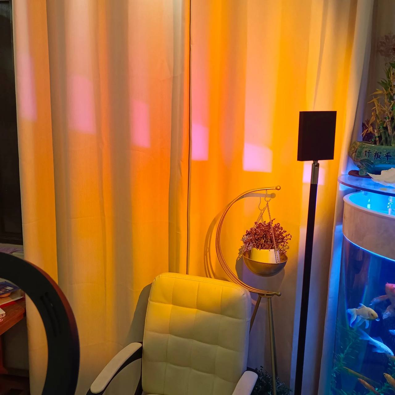 AuraGlow LED Floor Projector Lamp for a Cozy Ambiance