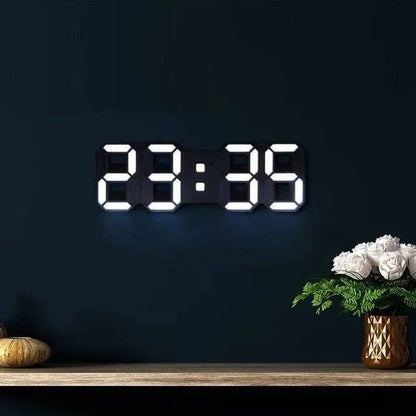 Sleek 3D Digital Wall Clock with Adjustable Glow