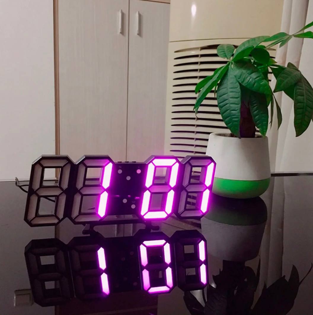 Sleek 3D Digital Wall Clock with Adjustable Glow