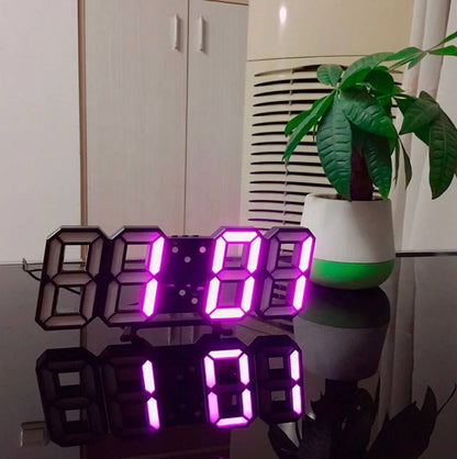 Sleek 3D Digital Wall Clock with Adjustable Glow