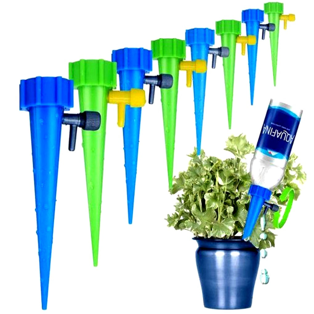 Self-Watering Spikes with Flow Control and Bottle Adapter - 12 Pack
