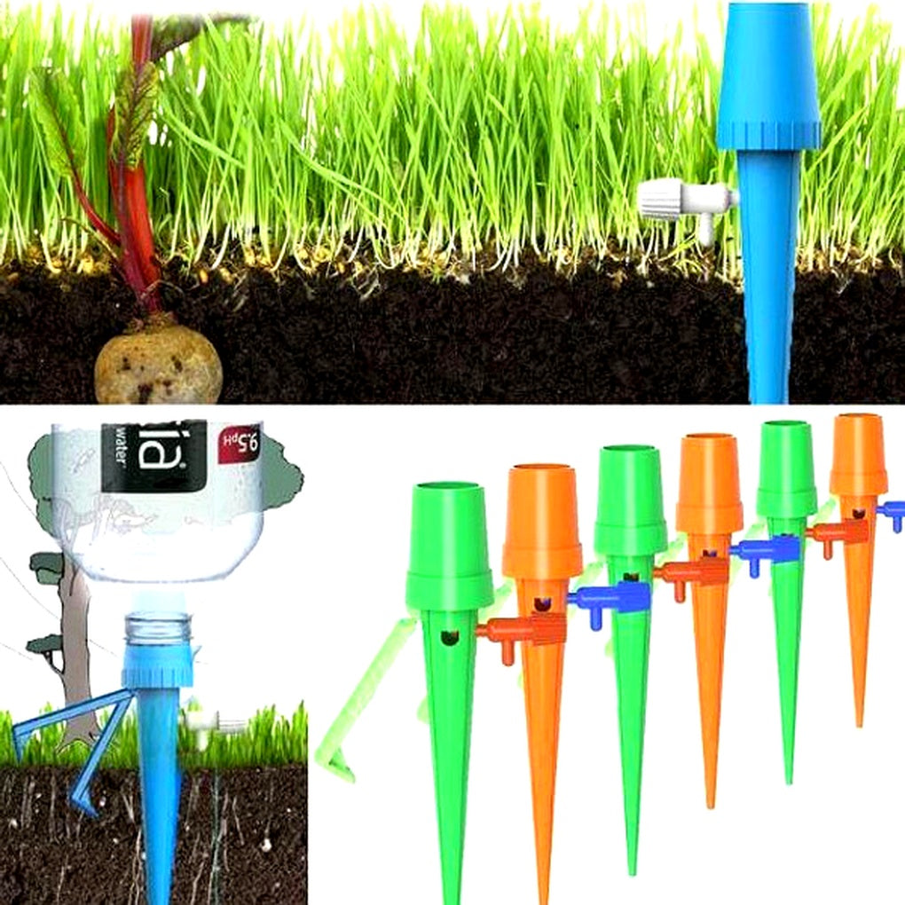 Self-Watering Spikes with Flow Control and Bottle Adapter - 12 Pack