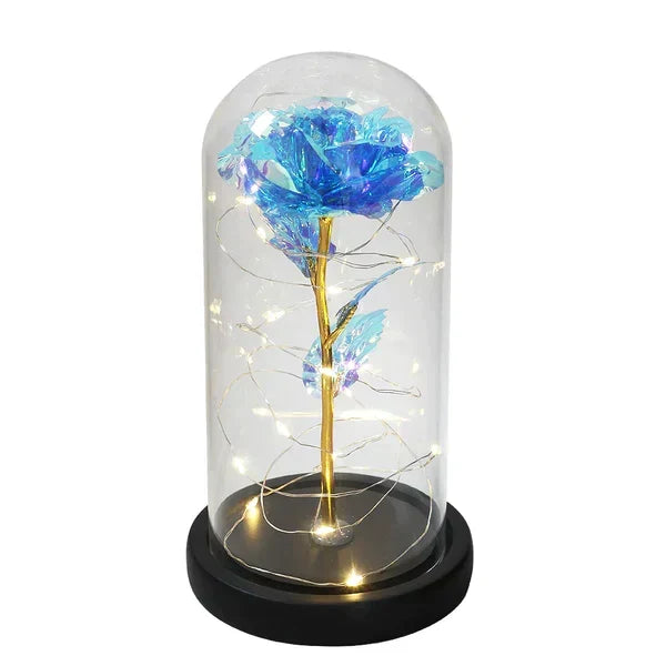 Everlasting Rose in Illuminated Glass Dome Display