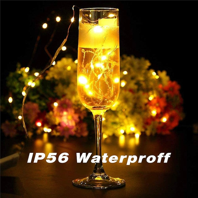 Glimmering LED String Lights, 7ft 20 Light Battery-Powered for Events