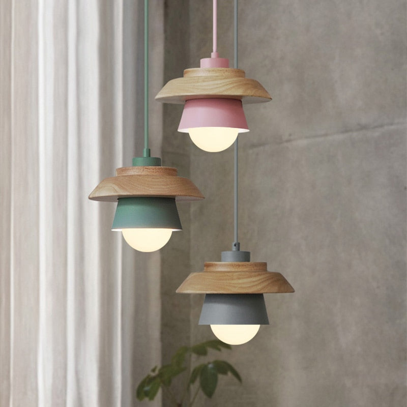 Natural Wood Pendant Lamp, Cozy Modern Hanging Fixture
