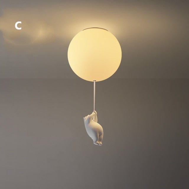 Charming Bear and Balloon Ceiling Light for Playful Spaces