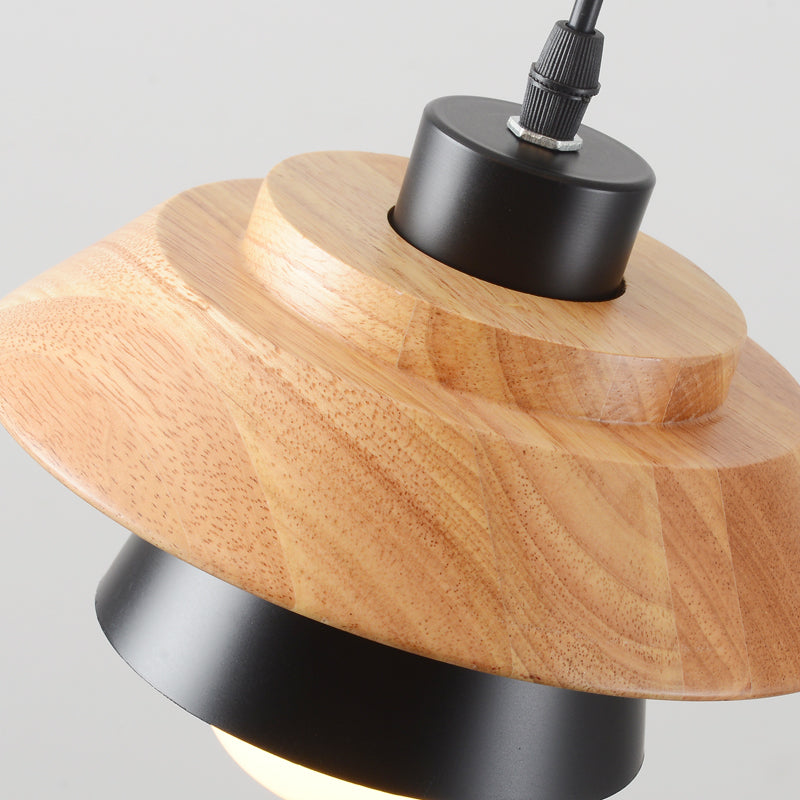 Natural Wood Pendant Lamp, Cozy Modern Hanging Fixture