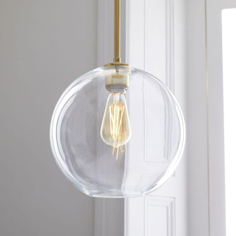 Elegant Glass Sphere Hanging Light in Chic Brass Finish