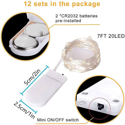 Glimmering LED String Lights, 7ft 20 Light Battery-Powered for Events