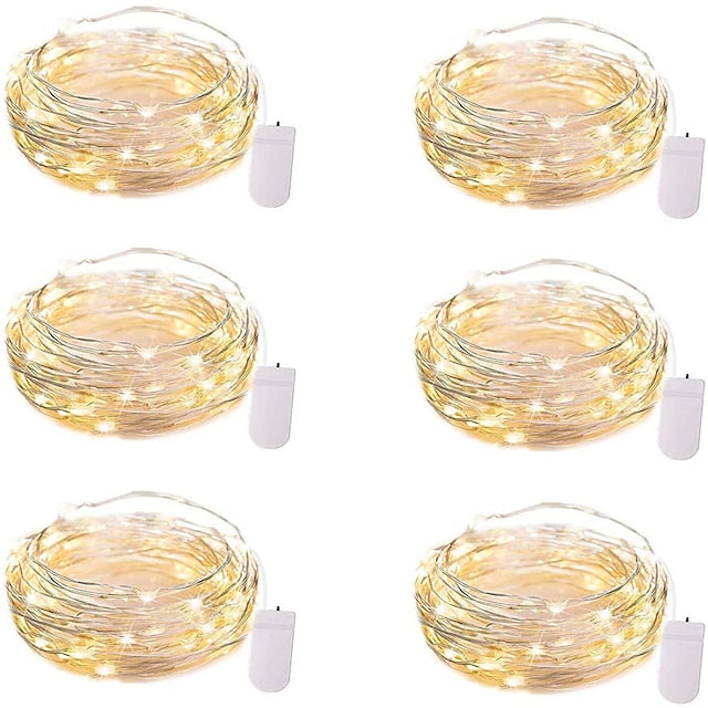 Glimmering LED String Lights, 7ft 20 Light Battery-Powered for Events