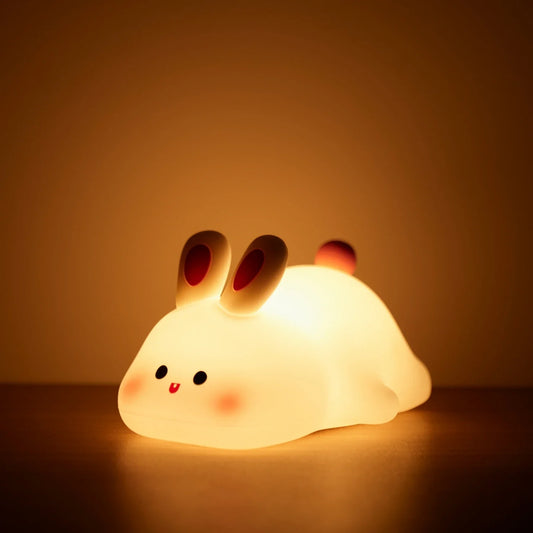Charming Bunny Night Light with USB Recharge for Kids' Rooms