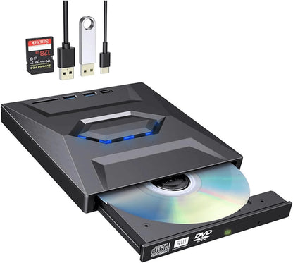 All-in-One External CD/DVD Burner with SD Card & USB Reader