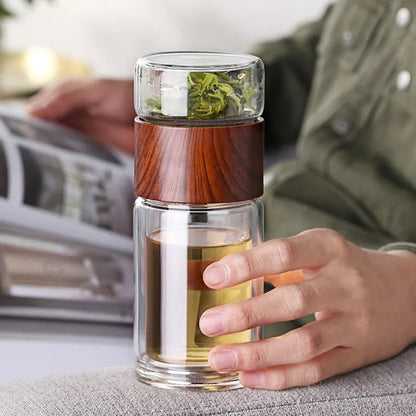 Premium Double-Walled Glass Infuser Bottle for Perfect Tea & Beverages