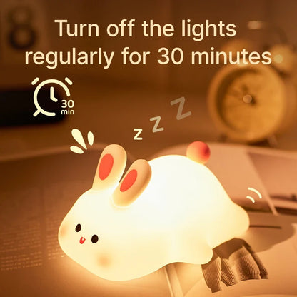 Charming Bunny Night Light with USB Recharge for Kids' Rooms