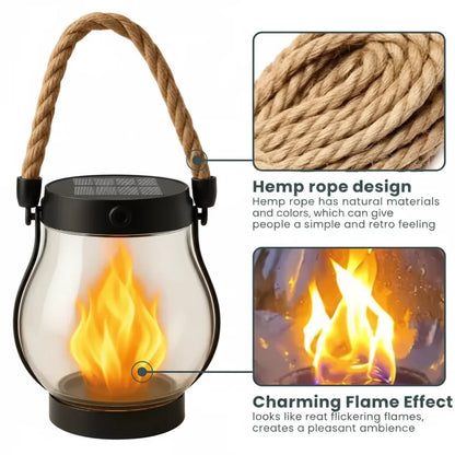 Solar-Powered Flickering Lantern for Outdoor Ambiance