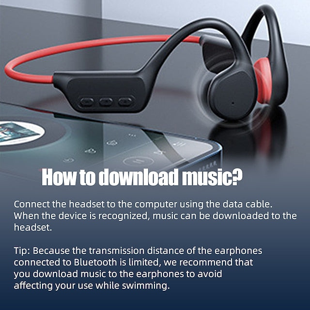 AquaSound Open-Ear Bluetooth Headphones with 32GB Storage