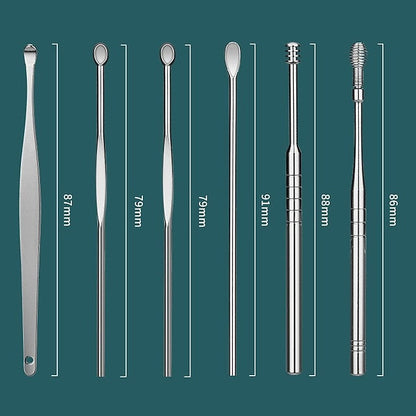 All-in-One Stainless Steel Ear Cleaning Tool Set with Keychain Case