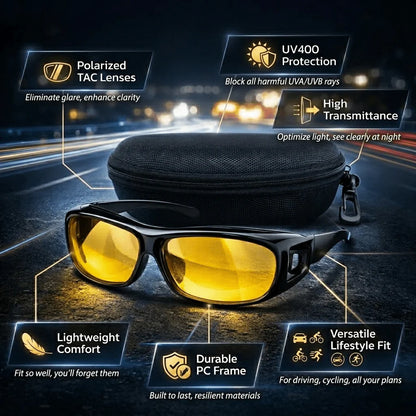 Night Vision Driving Spectacles with Anti-Glare Lenses