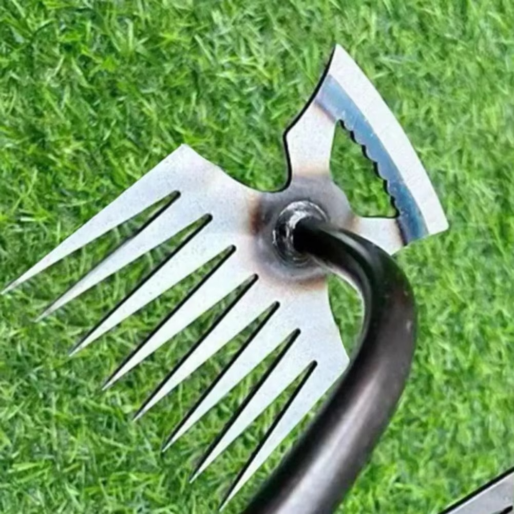Versatile 8-Prong Steel Garden Cultivator with Comfortable Grip