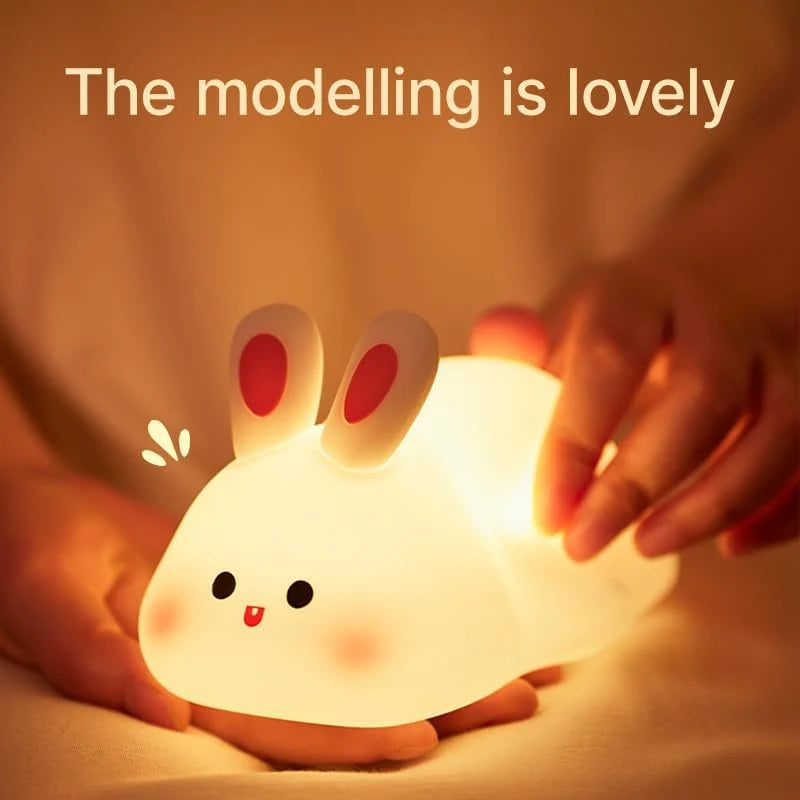 Charming Bunny Night Light with USB Recharge for Kids' Rooms