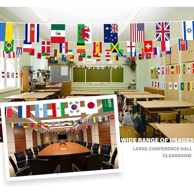 Multinational Flag Banner for Festive Events and Classrooms