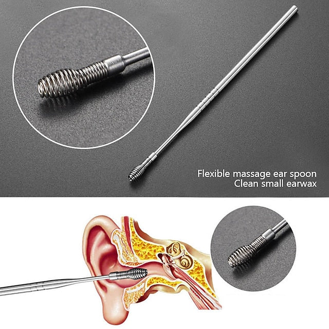 All-in-One Stainless Steel Ear Cleaning Tool Set with Keychain Case