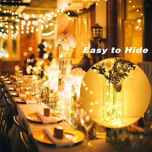 Glimmering LED String Lights, 7ft 20 Light Battery-Powered for Events