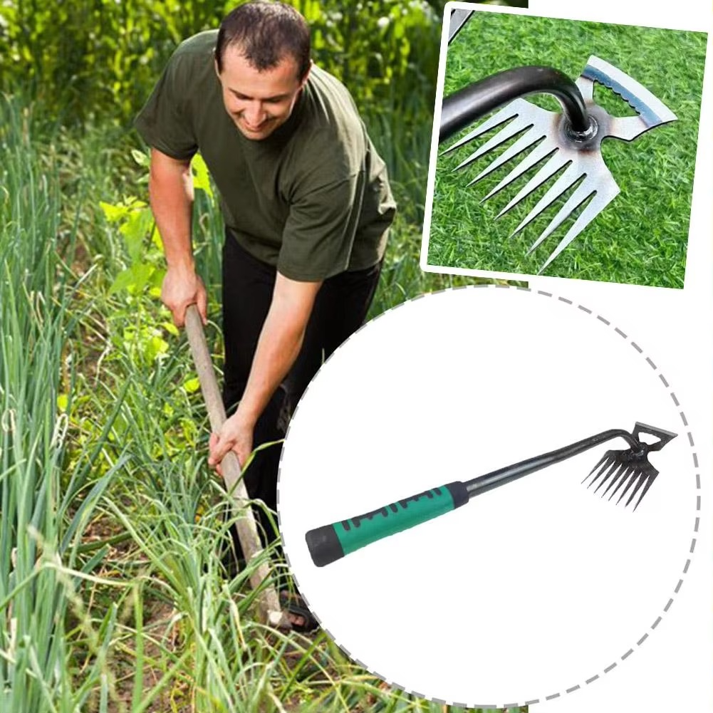 Versatile 8-Prong Steel Garden Cultivator with Comfortable Grip
