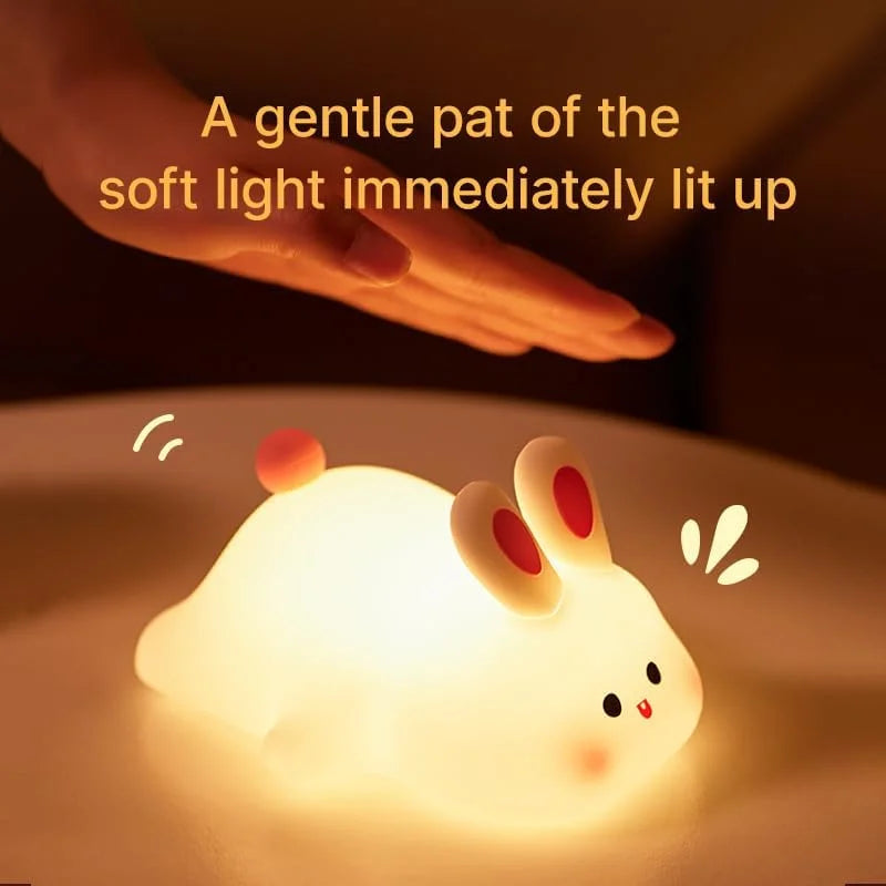 Charming Bunny Night Light with USB Recharge for Kids' Rooms