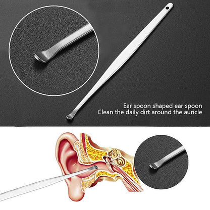 All-in-One Stainless Steel Ear Cleaning Tool Set with Keychain Case