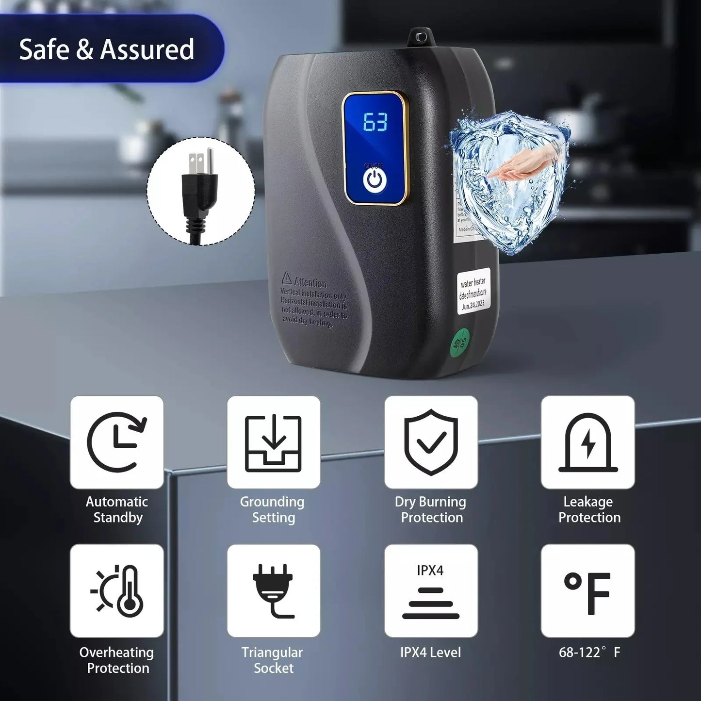 Instant Electric Water Heater with Smart Activation