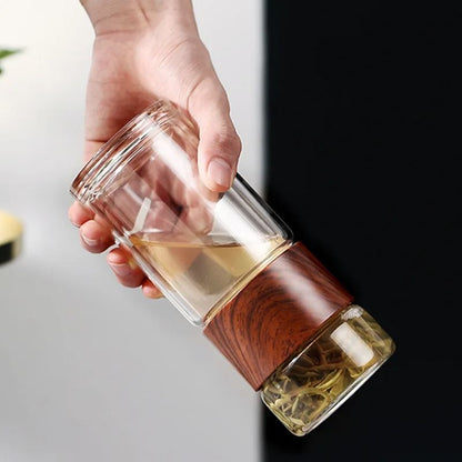 Premium Double-Walled Glass Infuser Bottle for Perfect Tea & Beverages