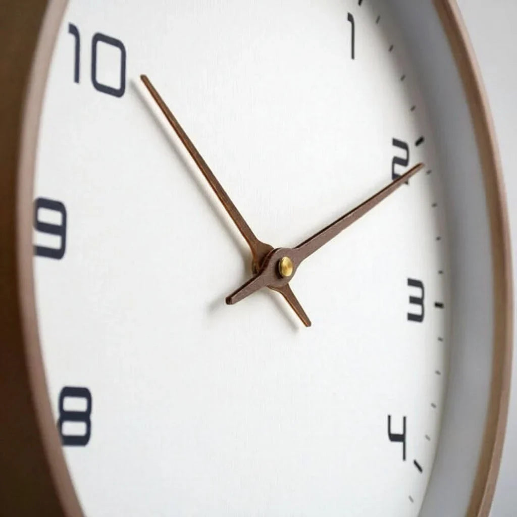 Elegant Round Wall Clock with Natural Wood Design