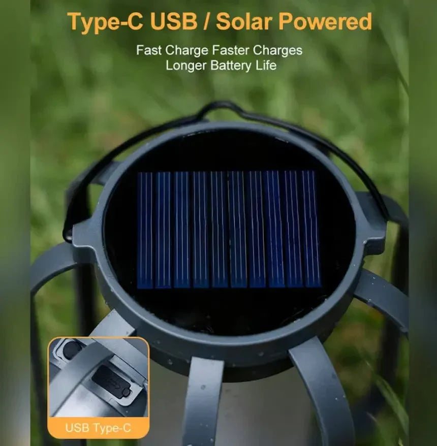 Solar-Powered Flickering Lantern for Outdoor Ambiance