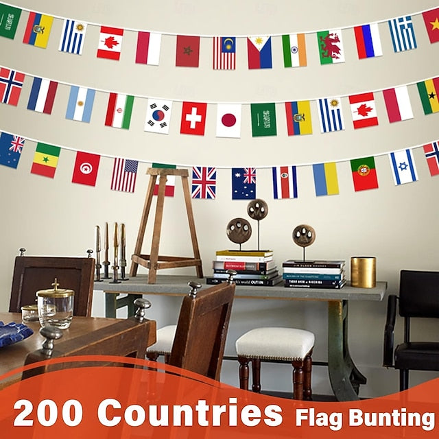 Multinational Flag Banner for Festive Events and Classrooms