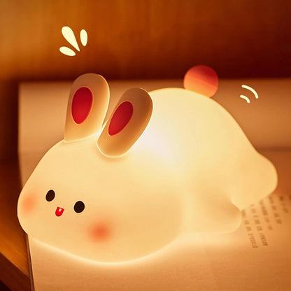 Charming Bunny Night Light with USB Recharge for Kids' Rooms
