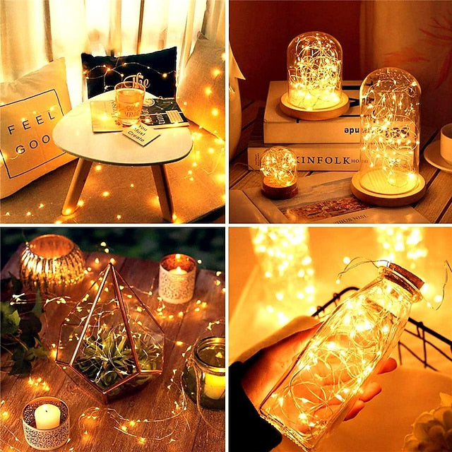 Glimmering LED String Lights, 7ft 20 Light Battery-Powered for Events