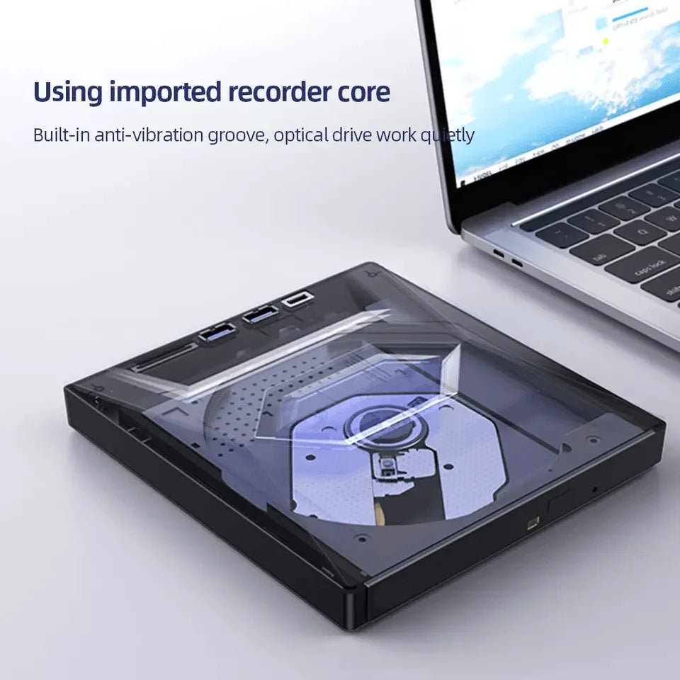 All-in-One External CD/DVD Burner with SD Card & USB Reader
