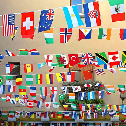 Multinational Flag Banner for Festive Events and Classrooms