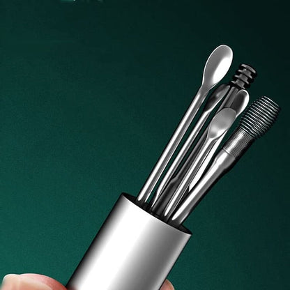 All-in-One Stainless Steel Ear Cleaning Tool Set with Keychain Case
