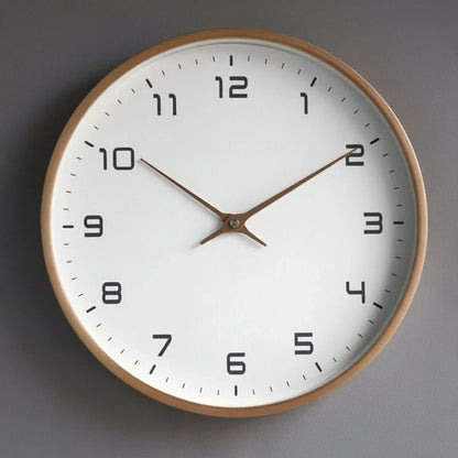 Elegant Round Wall Clock with Natural Wood Design