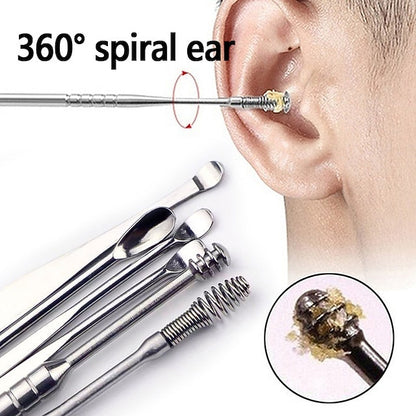 All-in-One Stainless Steel Ear Cleaning Tool Set with Keychain Case