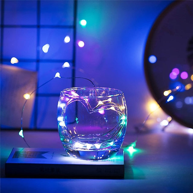 Glimmering LED String Lights, 7ft 20 Light Battery-Powered for Events