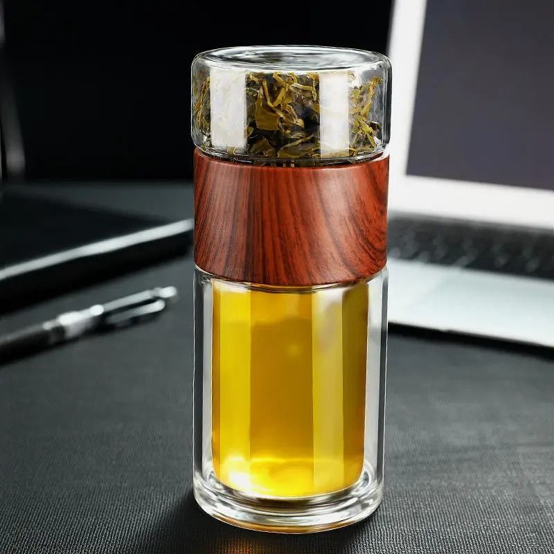 Premium Double-Walled Glass Infuser Bottle for Perfect Tea & Beverages