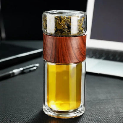 Premium Double-Walled Glass Infuser Bottle for Perfect Tea & Beverages