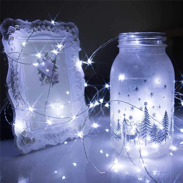 Glimmering LED String Lights, 7ft 20 Light Battery-Powered for Events