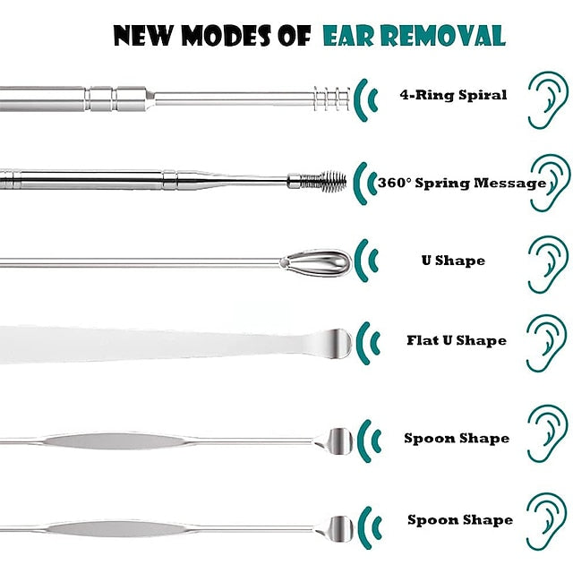 All-in-One Stainless Steel Ear Cleaning Tool Set with Keychain Case